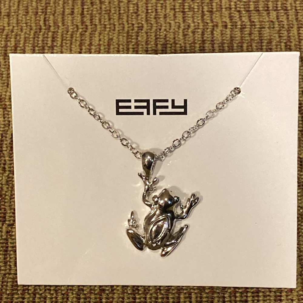 NWOT - New EFFY Silvertone Necklace & Frog Charm